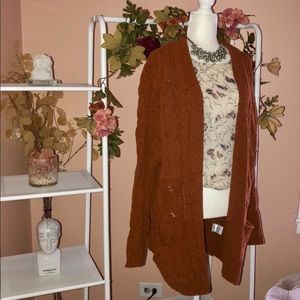 ALKAMY Honey Brown Chenille Cable-Knit Cardigan